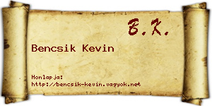 Bencsik Kevin névjegykártya